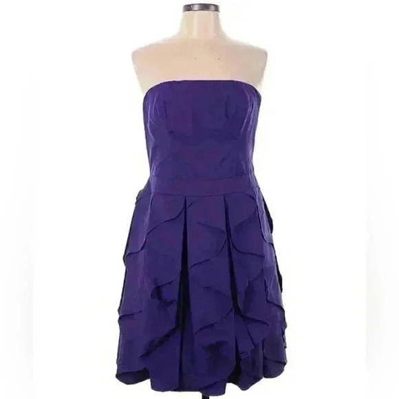 Reiss EUC Strapless purple layered Ruffle Gala dress USSize 8 Royalty Evening - Picture 1 of 7